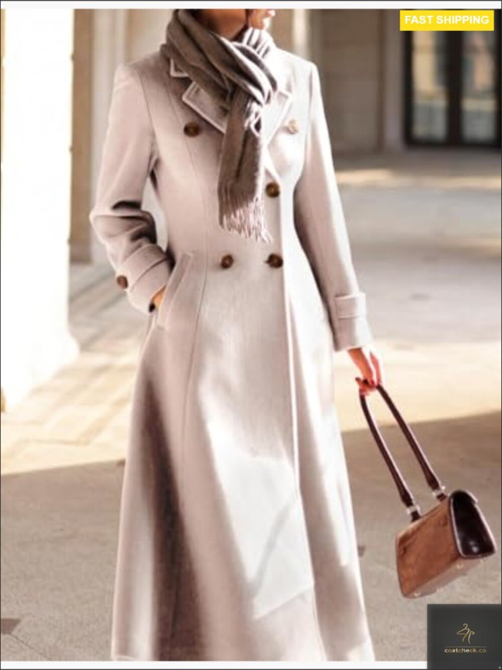 Long Wool Peacoat Double Breasted Maxi Trench Fall Winter Classic Slim Fit - Picture 4 of 6